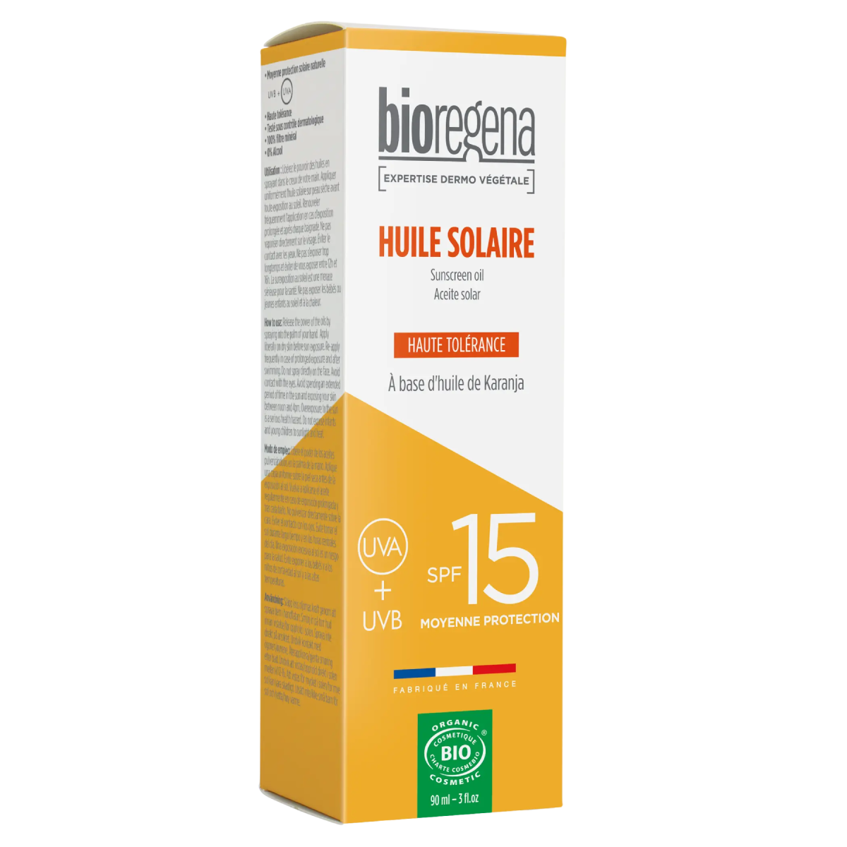 Aceite Solar en spray SPF 15 Hipoalergénico Bioregena 90 ml