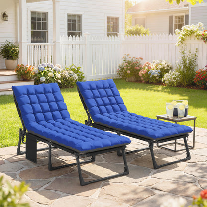 Outsunny Set De 2 Tumbonas Plegables Reclinables Con Cojines Y Bolsillo Azul_1