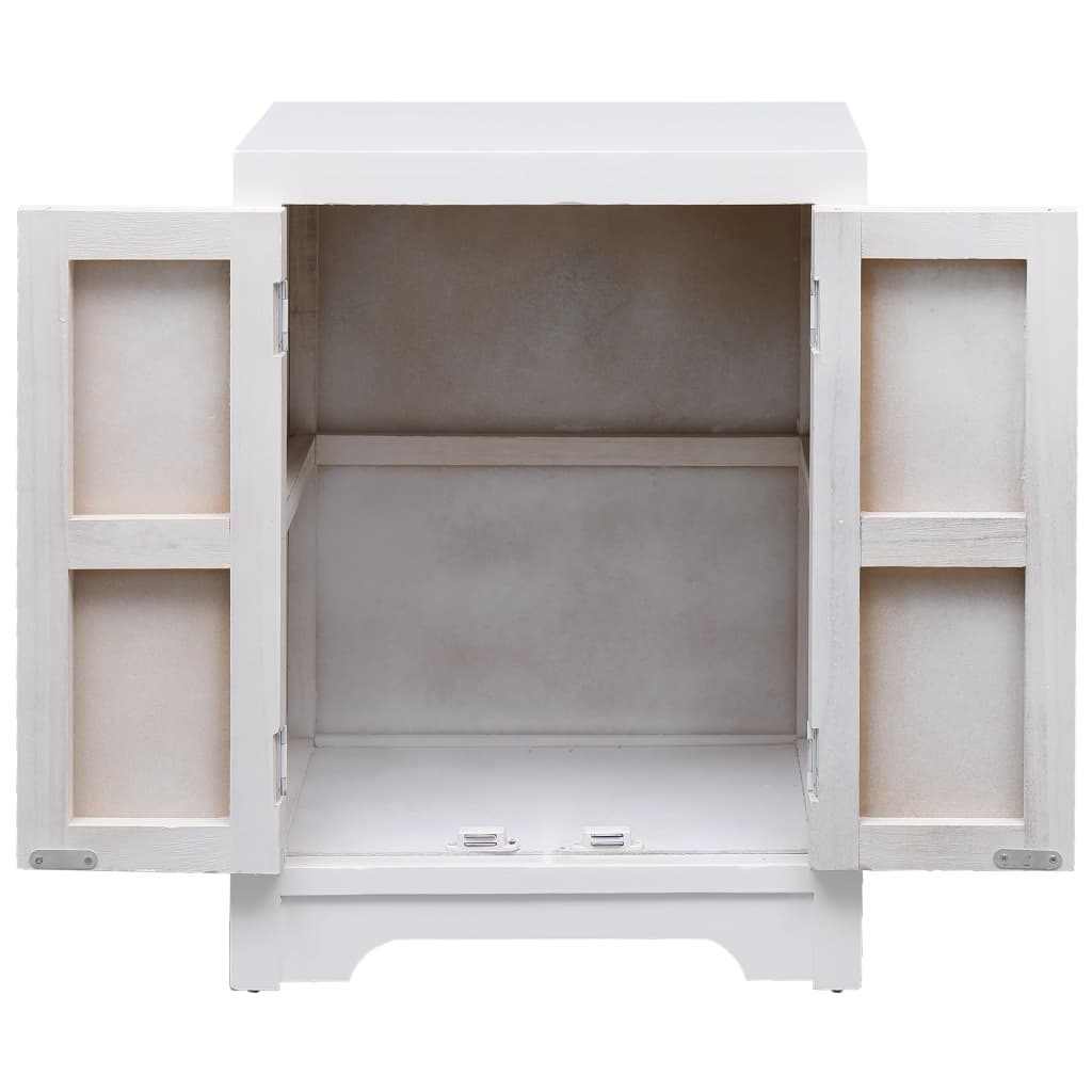 Mesita De Noche Madera De Paulownia Blanco 38x28x52 Cm_2