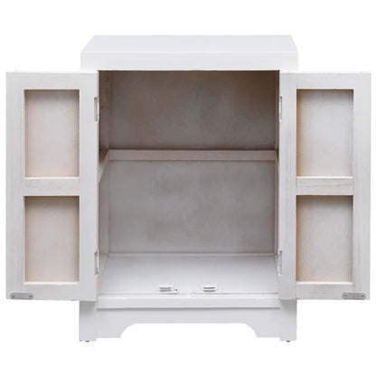 Mesita De Noche Madera De Paulownia Blanco 38x28x52 Cm_2