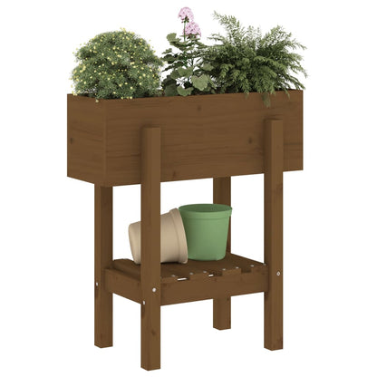 Jardinera Madera Maciza De Pino Marrón Miel 62x30x69 Cm_2
