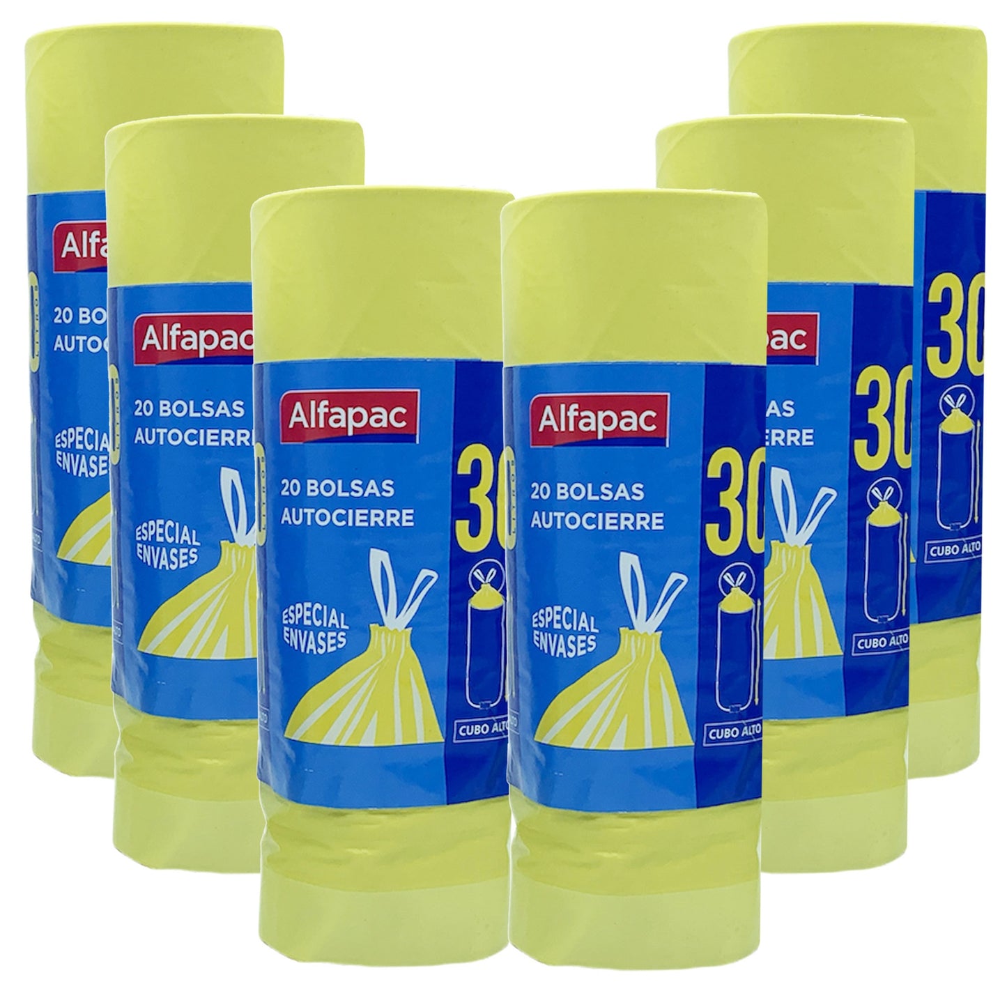 6 Rollos De 20 Bolsas De Basura Con Autocierre 30 L_0