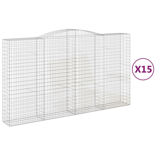 Cestas De Gaviones 15 Uds Forma De Arco Hierro 400x50x220/240cm_0