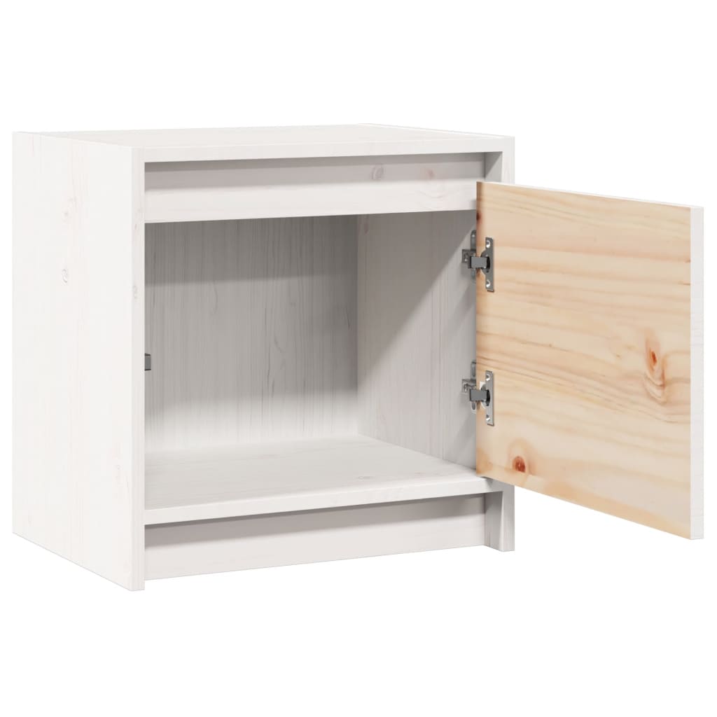 Mesita De Noche Madera Maciza De Mango Blanco 40x30,5x40 Cm_3