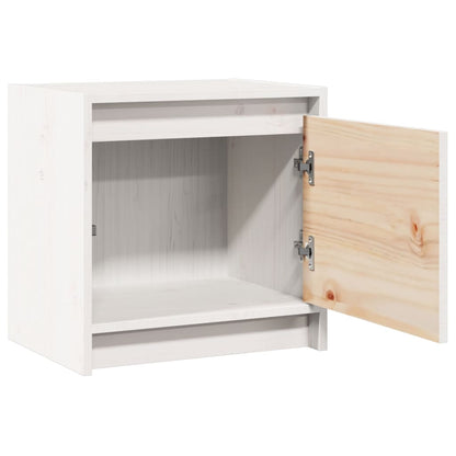 Mesita De Noche Madera Maciza De Mango Blanco 40x30,5x40 Cm_3