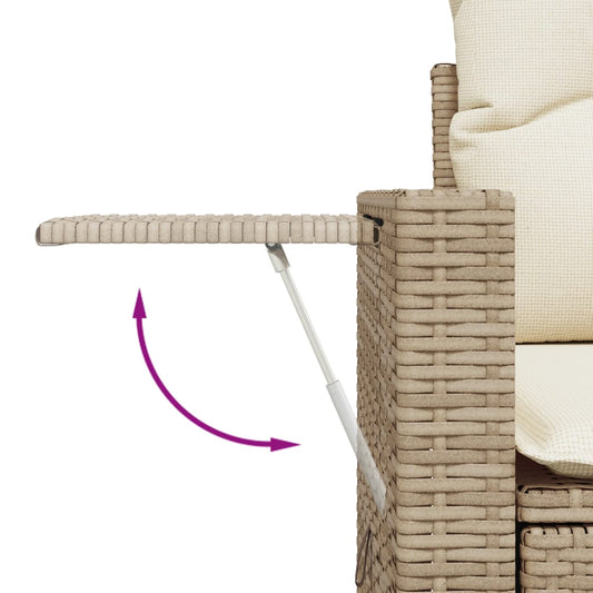 Set De Sofás De Jardín 11pzas Con Cojines Ratán Sintético Beige / Vetonek_0