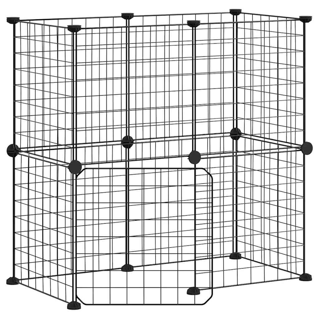 Vidaxl Jaula Para Mascotas De 12 Paneles Puerta Acero Negro 35x35cm_0