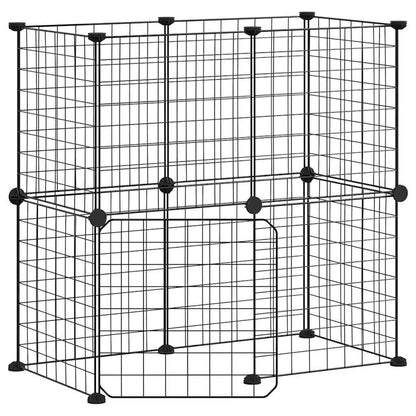 Vidaxl Jaula Para Mascotas De 12 Paneles Puerta Acero Negro 35x35cm_0