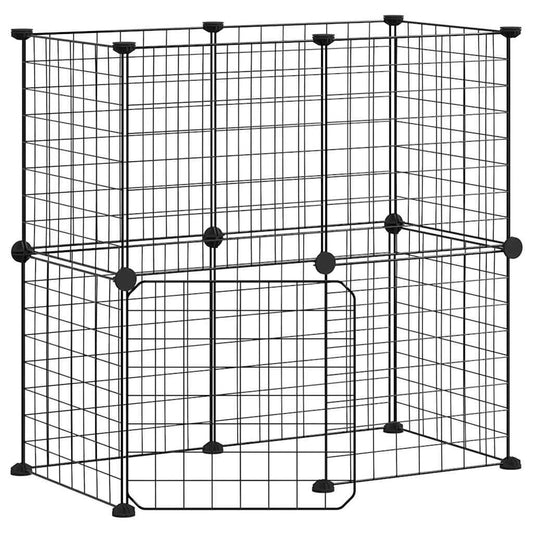 Vidaxl Jaula Para Mascotas De 12 Paneles Puerta Acero Negro 35x35cm_0