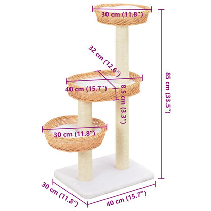 Vidaxl Rascador Para Gatos Con Poste De Sisal Madera Natural De Sauce_5