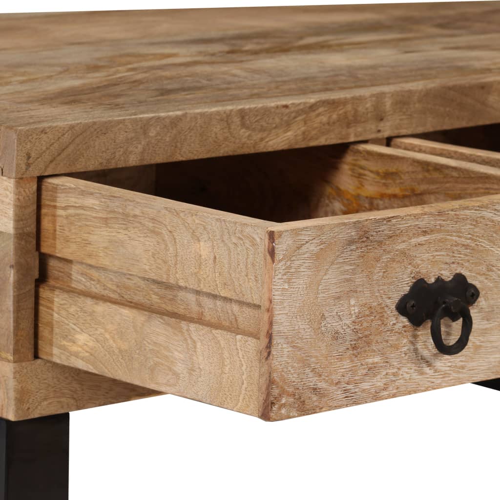 Mesa De Centro Con 3 Cajones Madera Maciza De Mango 90x50x35 Cm_4