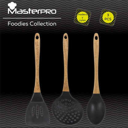 Pack De 3 Sartenes De 20/24/28cm En Aluminio Forjado + Set De 3 Utensilios De Cocina En Silicona