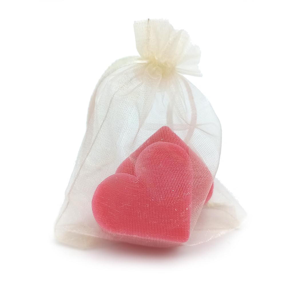 Bolsa De Organza Con 2 Jabones - Aroma Rosas - Jabón De Glicerina Con Forma De Corazón - Detalle Para Invitados_0