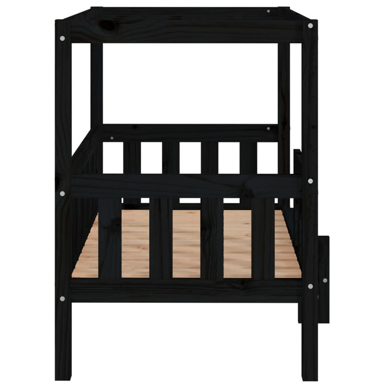 Vidaxl Cama Para Perros Madera Maciza De Pino Negro 95,5x73,5x90 Cm_5