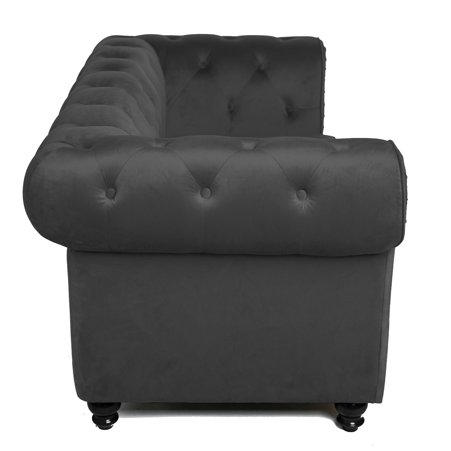 Chesterfield Terciopelo Gris 2 Plazas Vintage 158x82x72cm- Sofá Recto_3
