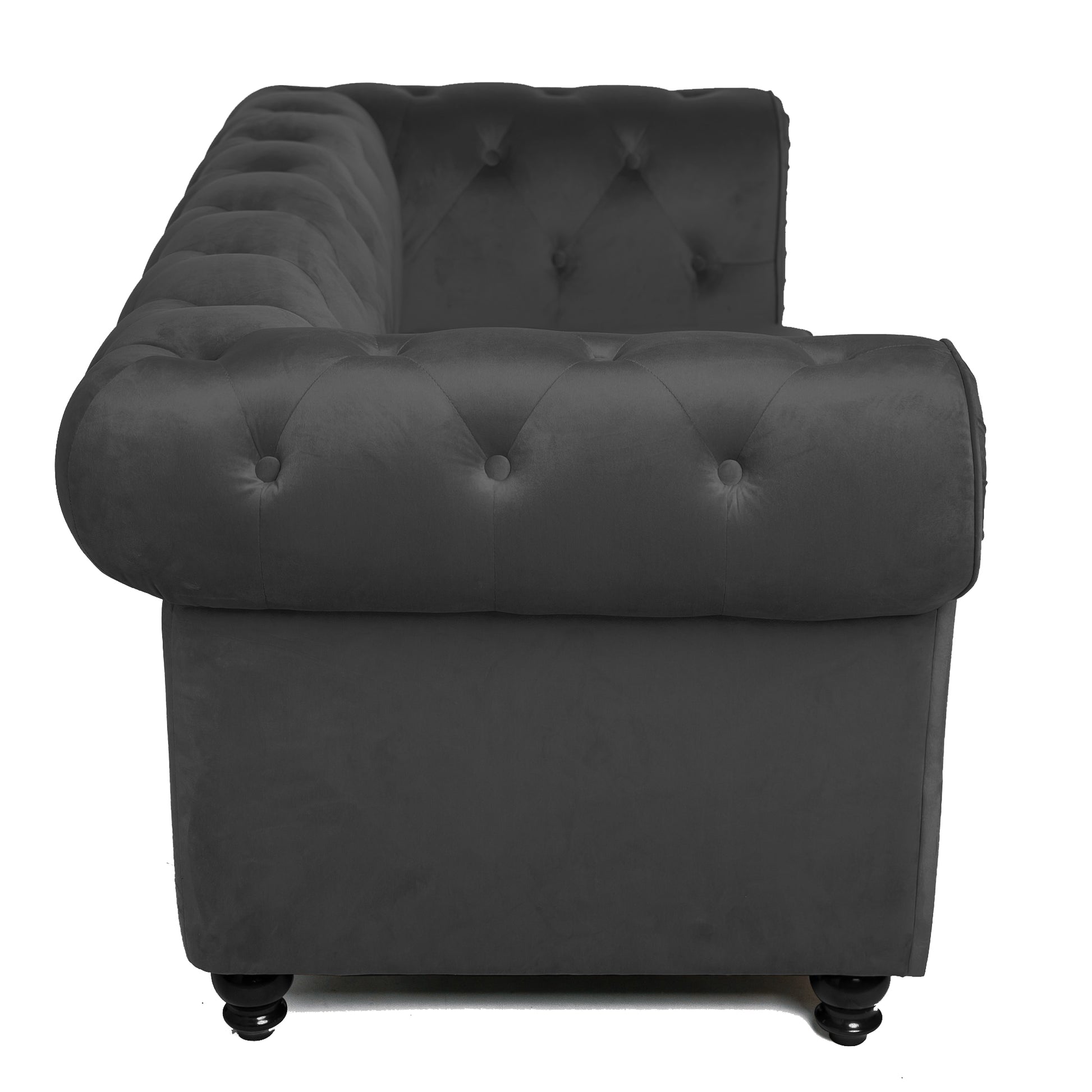 Chesterfield Terciopelo Gris 2 Plazas Vintage 158x82x72cm- Sofá Recto_3