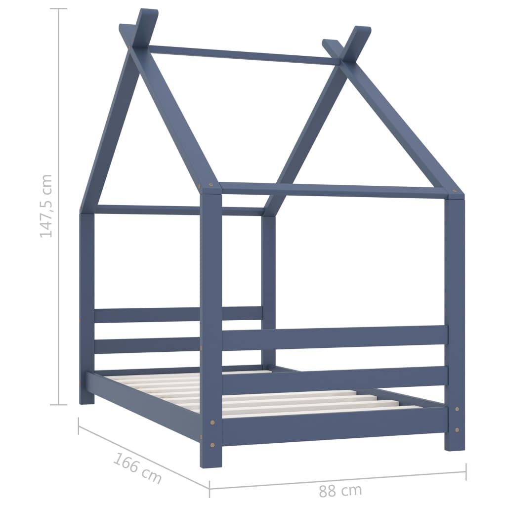 Vidaxl Estructura De Cama Infantil Madera Maciza Pino Gris 80x160 Cm_2