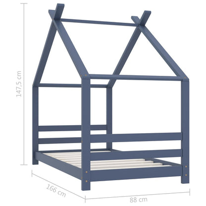 Vidaxl Estructura De Cama Infantil Madera Maciza Pino Gris 80x160 Cm_2