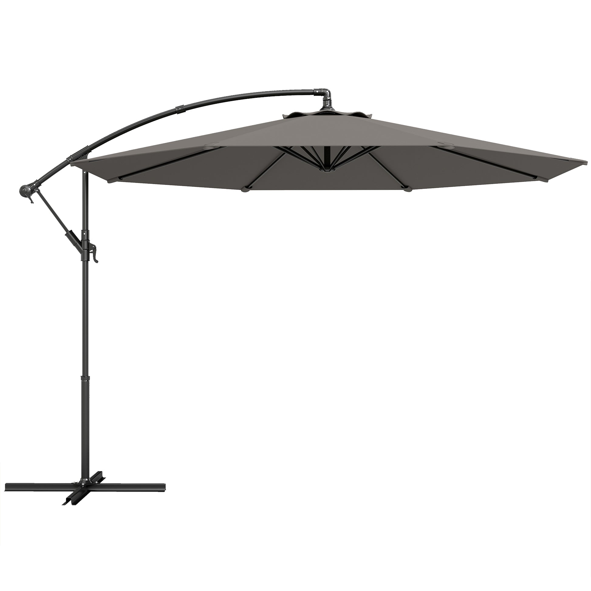 Outsunny Parasol Excéntrico Ø300 Cm Con Base Cruzada Toldo Ajustable Y Manivela_0