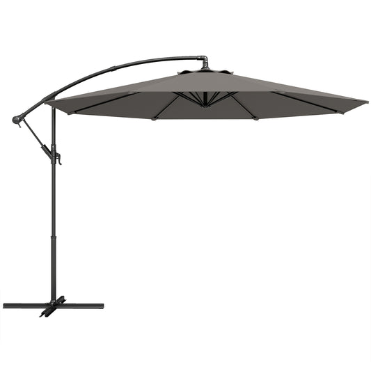 Outsunny Parasol Excéntrico Ø300 Cm Con Base Cruzada Toldo Ajustable Y Manivela_0