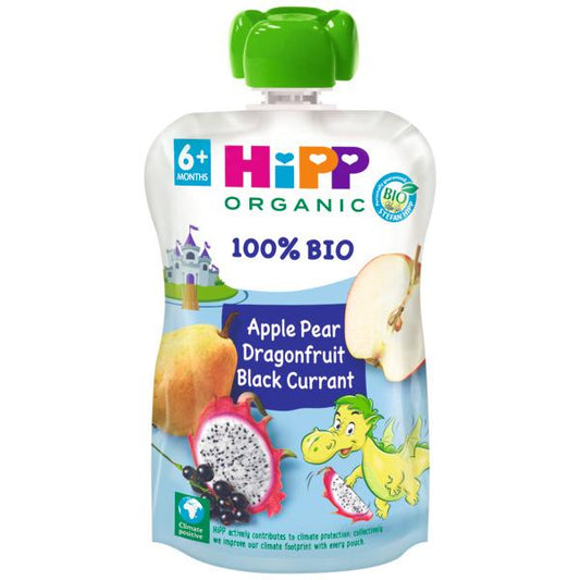 Pouch Manzana, Pera, Fruta de dragón y Grosella Bio +6 meses HiPP 100 g