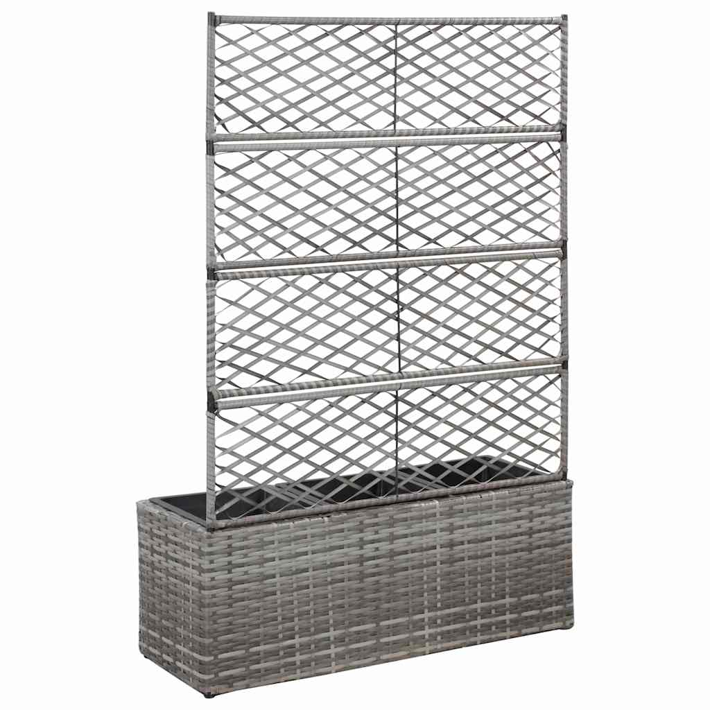 Enrejado Y Arriate 3 Macetas Ratán Sintético Gris 83x30x130 Cm_2