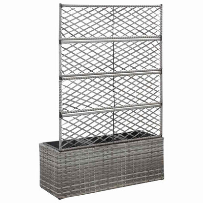 Enrejado Y Arriate 3 Macetas Ratán Sintético Gris 83x30x130 Cm_2