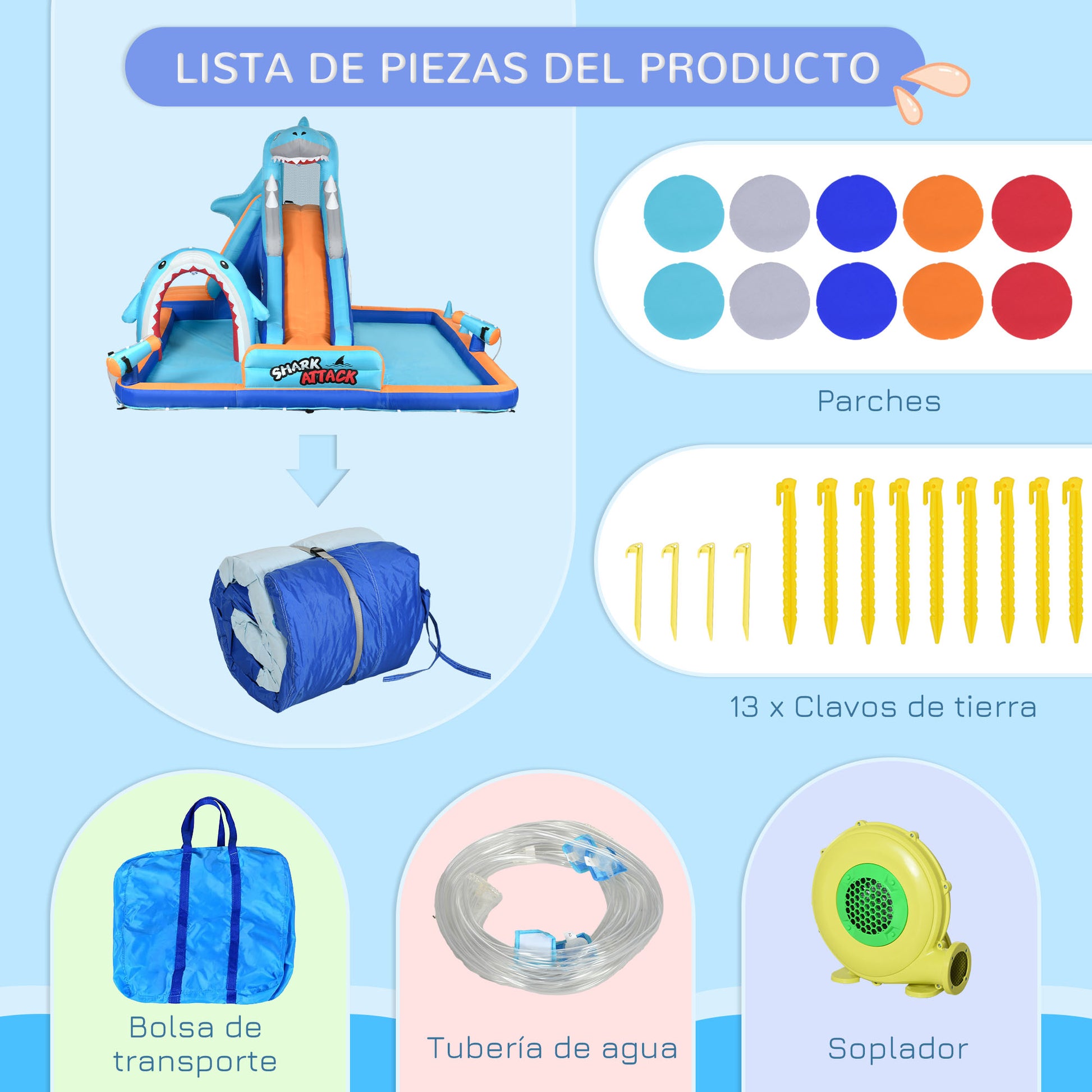 Outsunny Castillo Hinchable Infantil 6 En 1 Con Tobogán 440x350x240 Cm Multi_3