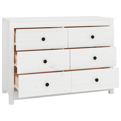 Armario Auxiliar De Madera Maciza De Pino Blanco 100x40x72 Cm / Vetonek_4