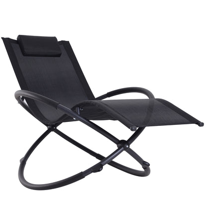 Outsunny Tumbona Mecedora De Jardín Plegable Con Reposacabezas 154x80x84cm Negro_3