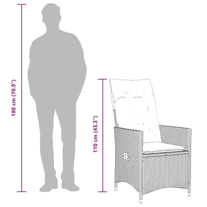Set Comedor Jardín 7 Pzas Y Cojines Ratán Sintético Gris / Vetonek_1