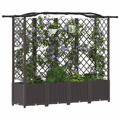 Cama Elevada Con Trellis Y Techo Marrón 204 X 40 X 138 Cm Pp_2