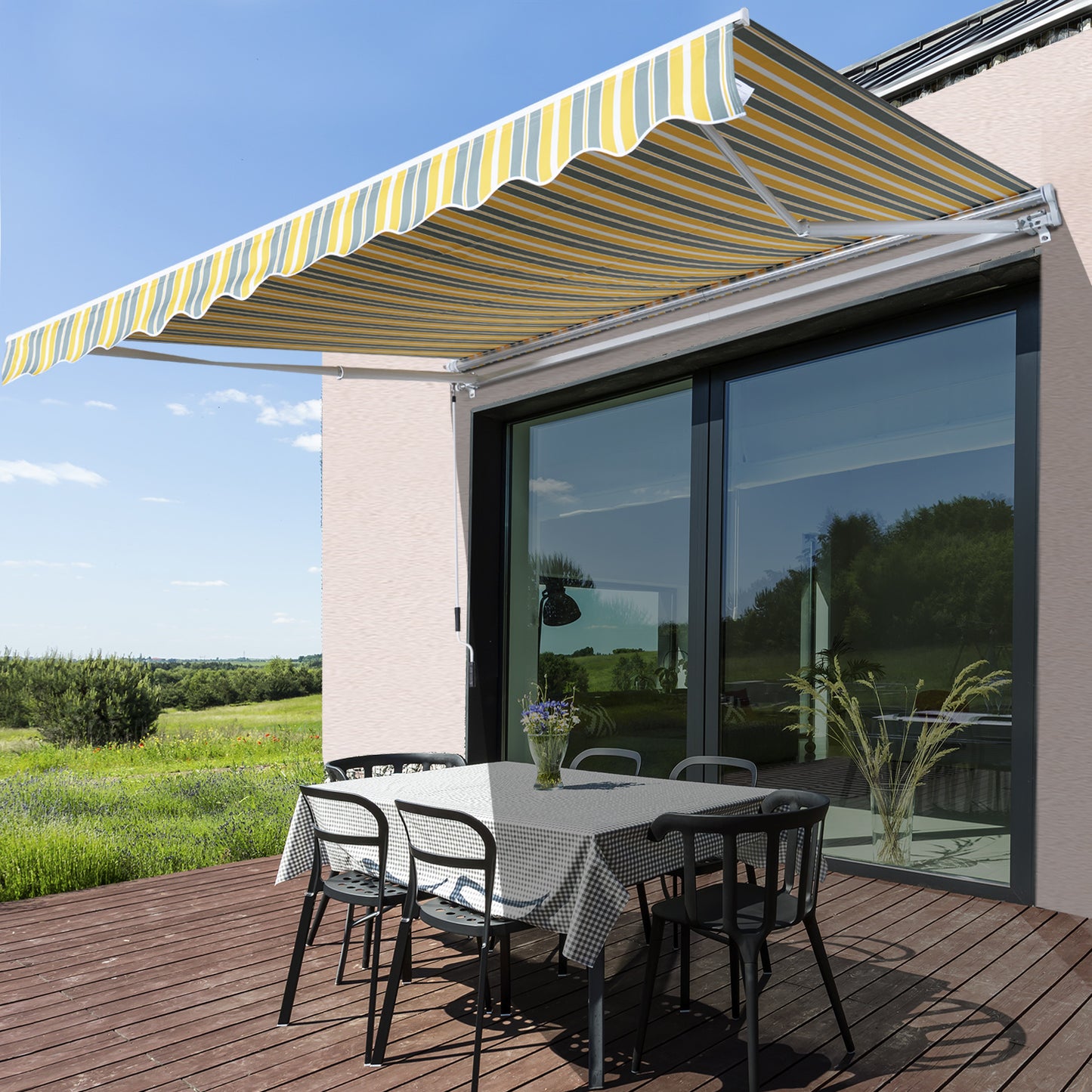 Outsunny Toldo Manual Plegable De Aluminio Toldo Balcón Patio Terraza Manivela_1
