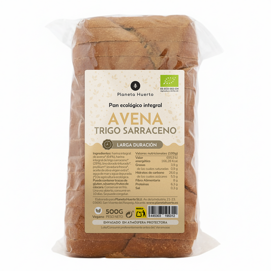 Pan integral de avena y trigo sarraceno ECO Planeta Huerto 500 g