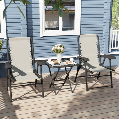 Outsunny Conjunto De Mesa Y Sillas De Terraza Exterior De 3 Piezas Crema_3