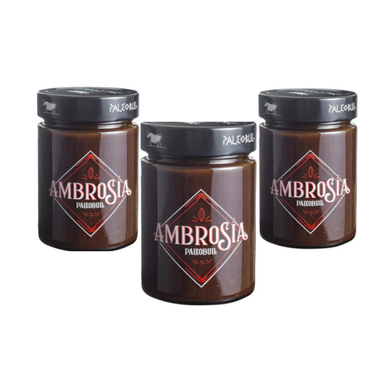 PACK 3 X Crema de Cacao y Avellanas saludable Ambrosía Paleobull 300 g