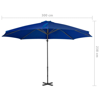 Vidaxl Sombrilla De Jardín Voladiza Poste Aluminio Azul Azure 300 Cm_2