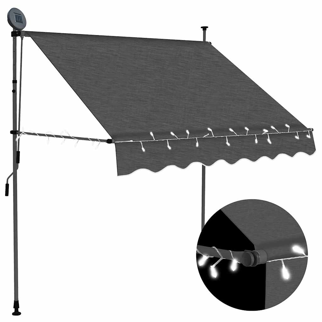 Toldo Manual Retráctil Con Led Gris Antracita 200 Cm_1