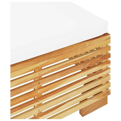 Vidaxl Taburete De Jardín Con Cojín Color Crema Madera Maciza Teca_4