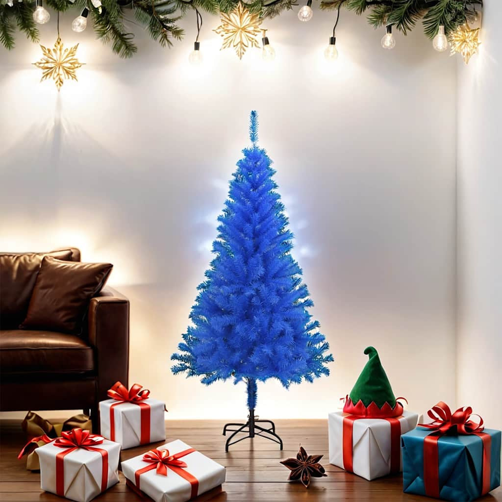 Vidaxl Árbol De Navidad Artificial Con Soporte Pvc Azul 150 Cm_1