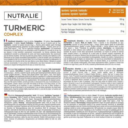 Pack 2 x Nutralie Cúrcuma Complex + Jengibre y Pimienta Negra Orgánica 120 cápsulas