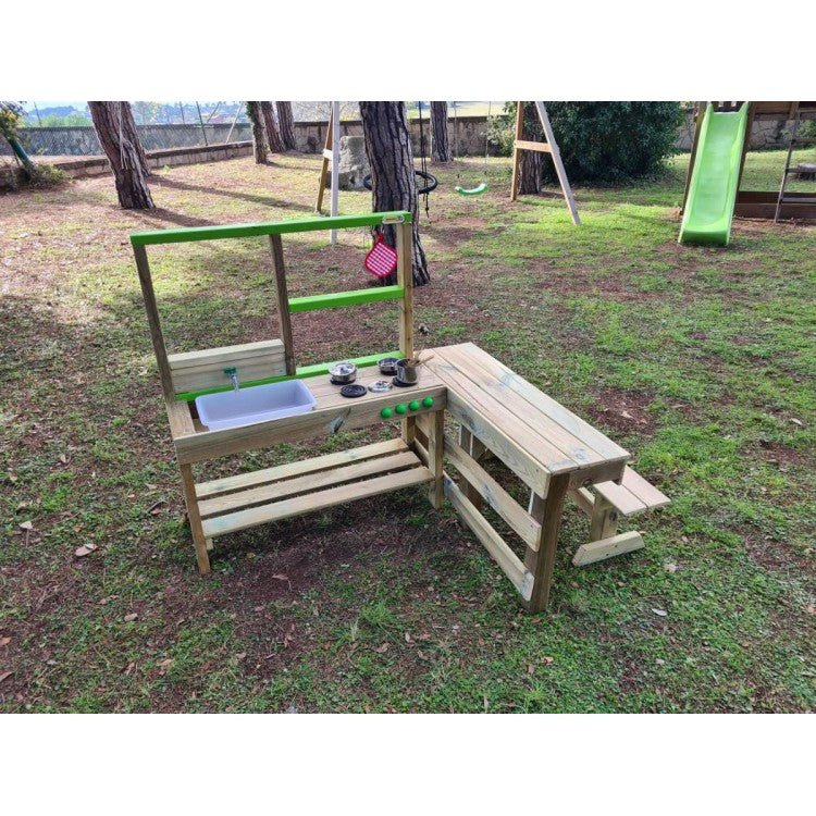 Cocinita Infantil De Madera Para Exterior Masgames Spicy Delicious.