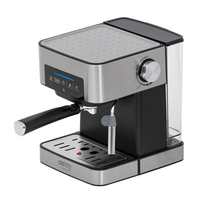 Cafetera Espresso Automática 15 Bares 1,6l, Brazo Doble Salida, Espumador Leche, Calienta Tazas Camry Cr4410 Negro/plata