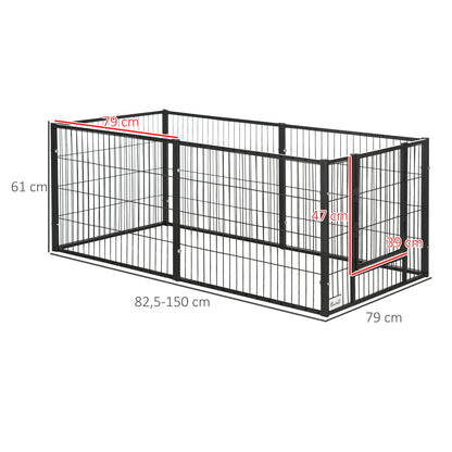 Pawhut Parque Para Perros De 6 Paneles Ancho Ajustable 82,5-150x79x61 Cm Negro_2