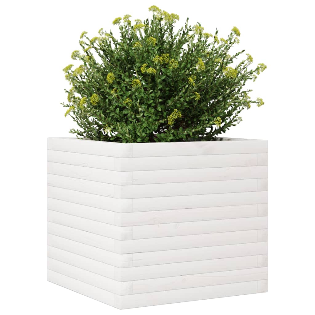 Jardinera Madera Maciza De Pino Blanco 50x50x45,5 Cm_3