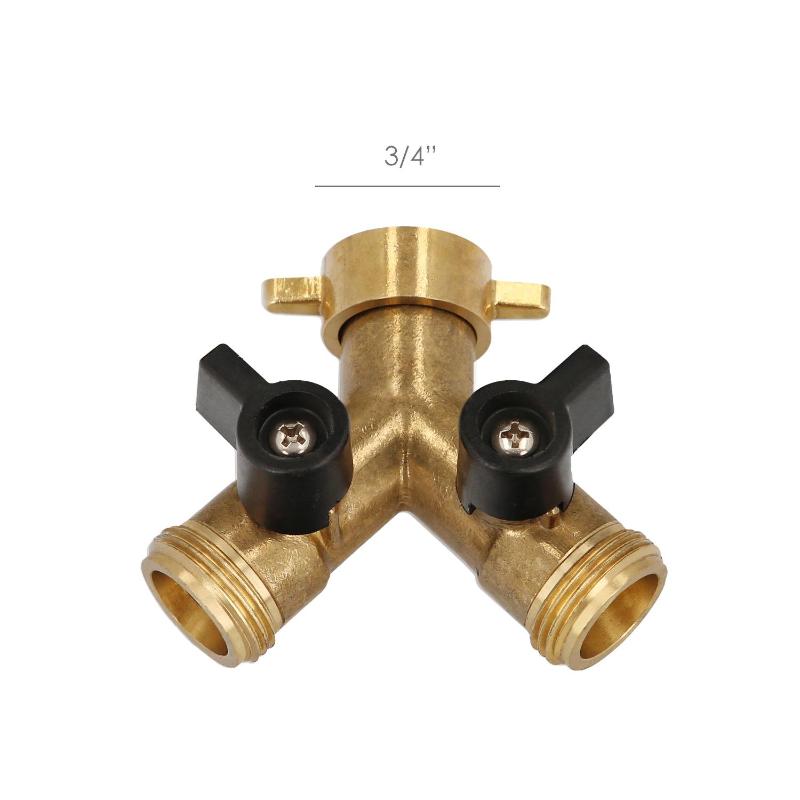 Adaptador Manguera Laton 2 Tomas Macho 3/4, Duplicador Grifo, Adaptador 2 Vias, Entrada 3/4 Hembra_1
