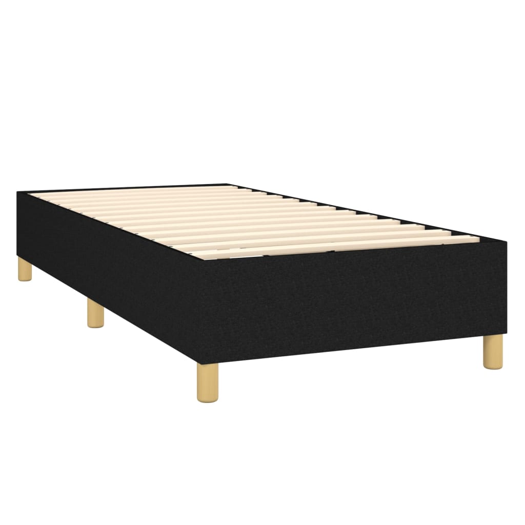 Cama Box Spring Colchón Y Luces Led Tela Negro 80x200 Cm / Vetonek_2