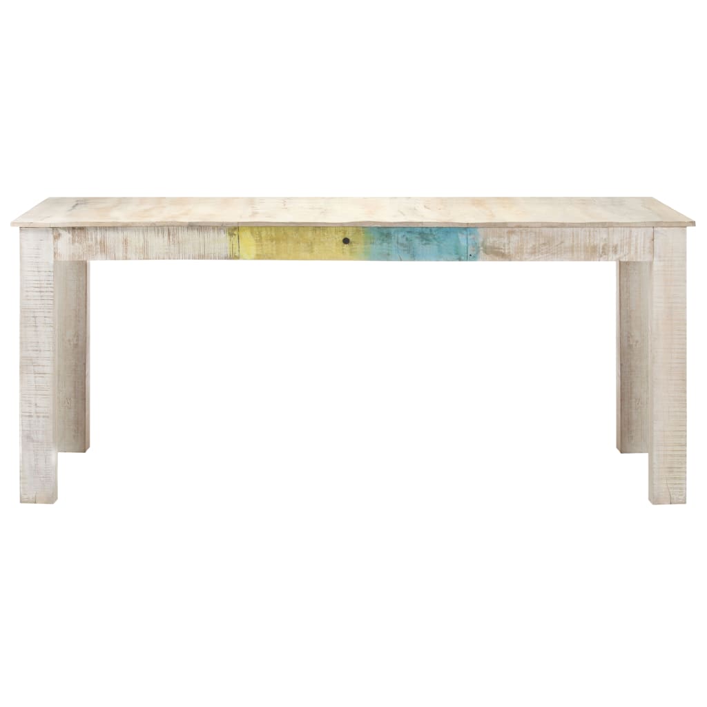 Mesa De Comedor De Madera Maciza De Mango Blanco 180x90x76 Cm_0