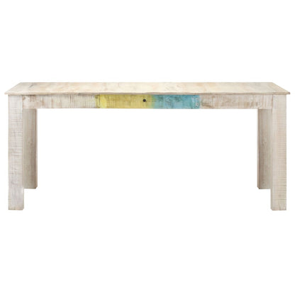 Mesa De Comedor De Madera Maciza De Mango Blanco 180x90x76 Cm_0