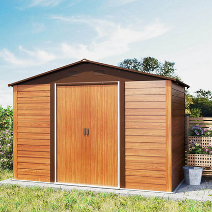 Outsunny Caseta De Jardín Exterior Con 2 Puertas 4,84m² 278x195x215cm Natural_1
